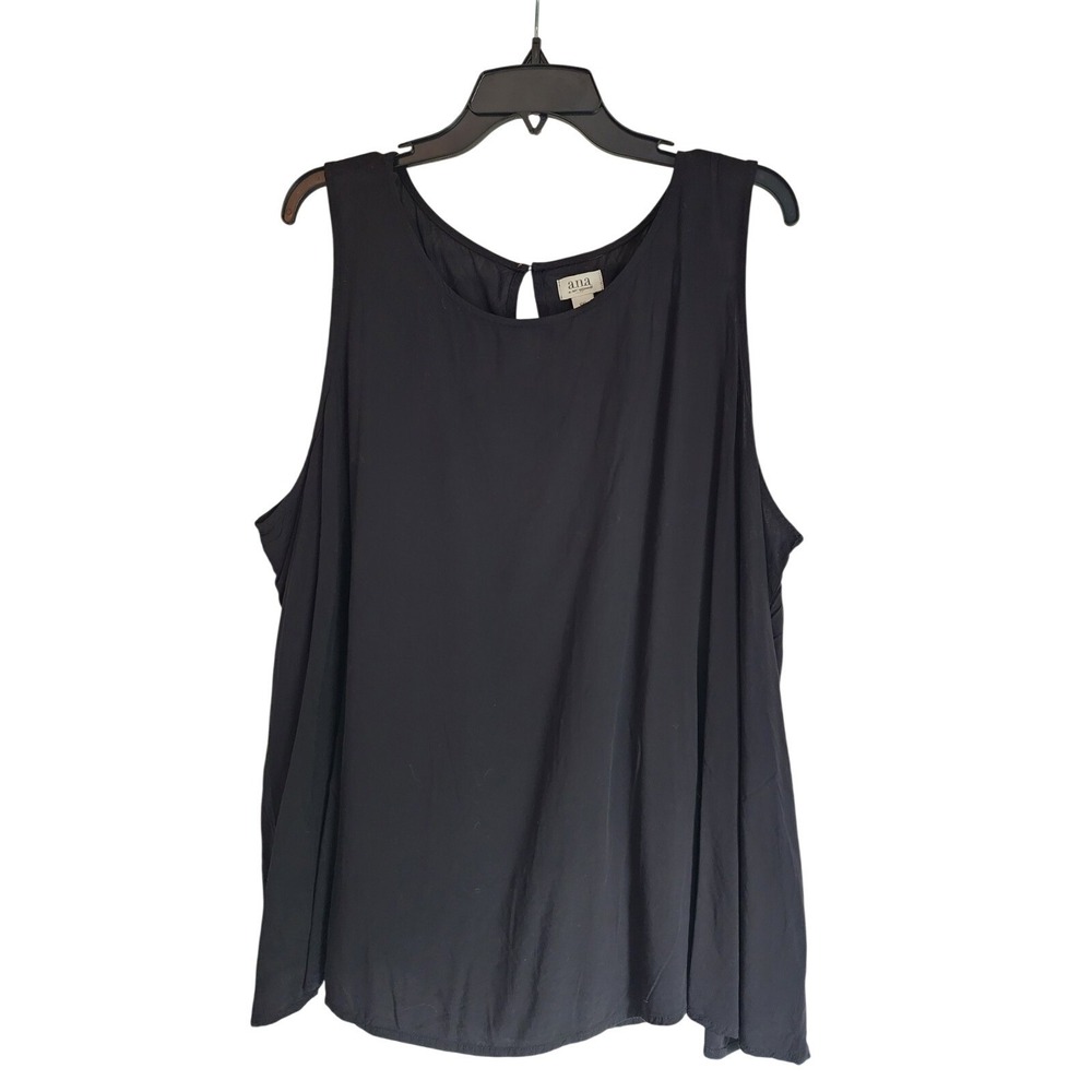 A.N.A. XXL Black Sleeveless Blouse Shell Top Keyhole Back Casual Layering Shirt - Picture 1 of 5